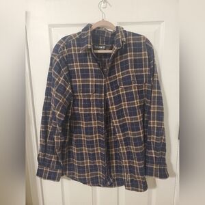 Timberland Perfomance Navy and Beige Plaid Size L Shirt 100% Cotton VTG 90s